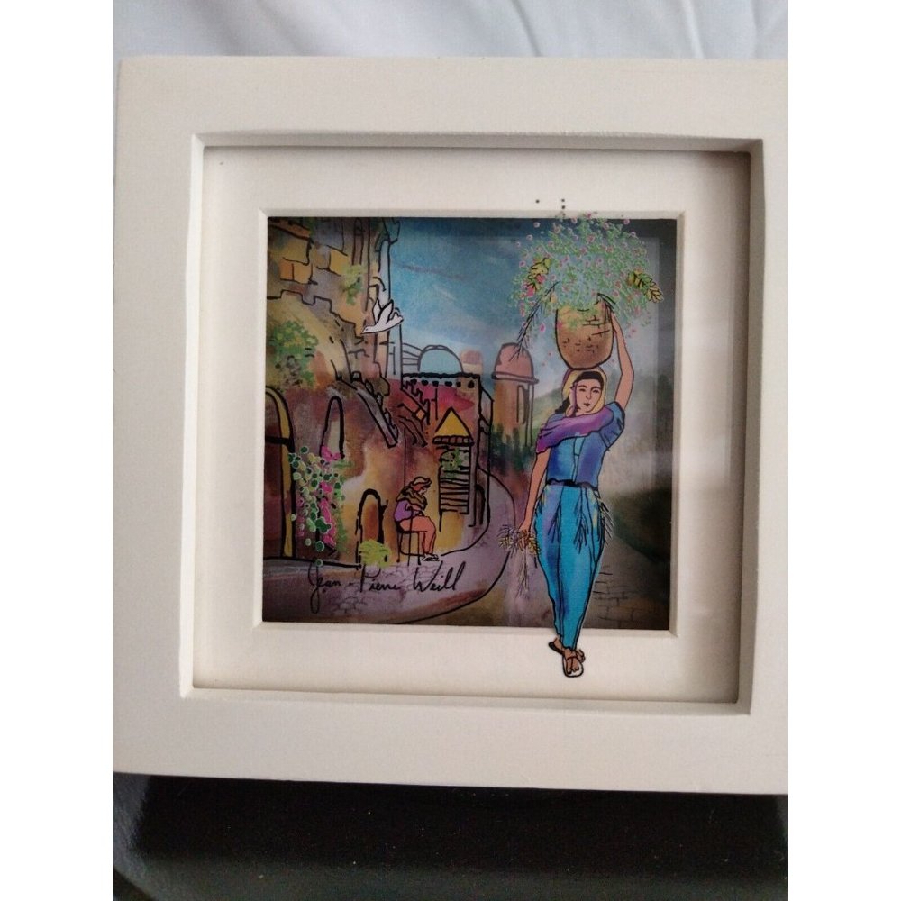 Jean Pierre Will 3D painting On Glass Mini Scene of Ruth Collecting Wheat,